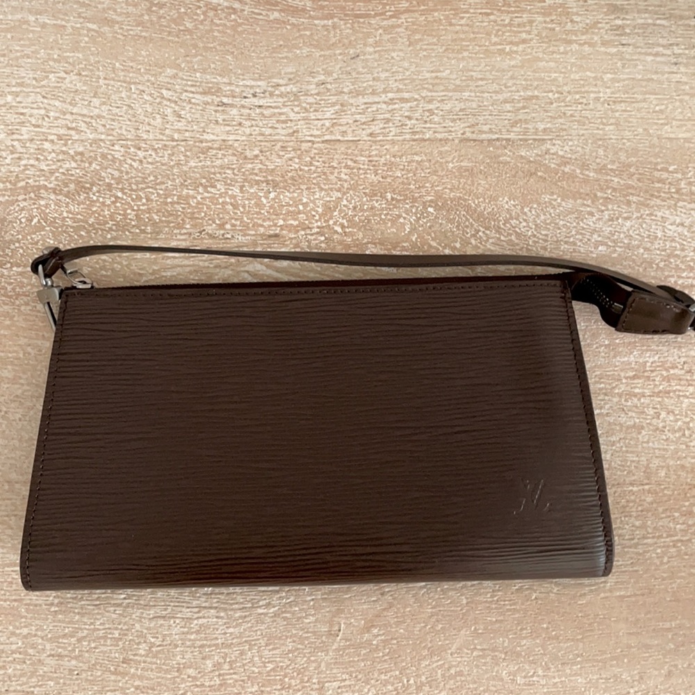 Dark brown Louis Vuitton Epi leather Pochette accessories bag
